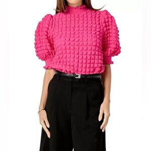 English Factory
Women's Textured Mock Neck Short Sleeve Blouse